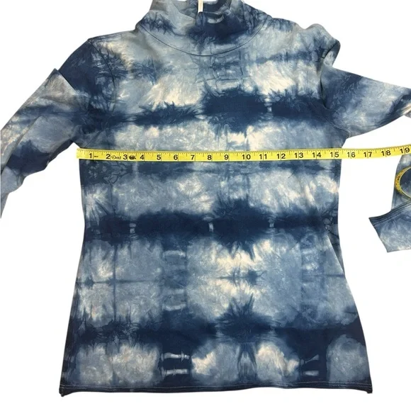Anthropologie Pima Cotton Blue Tie Dye Mock Neck Top size Small - Picture 7 of 7